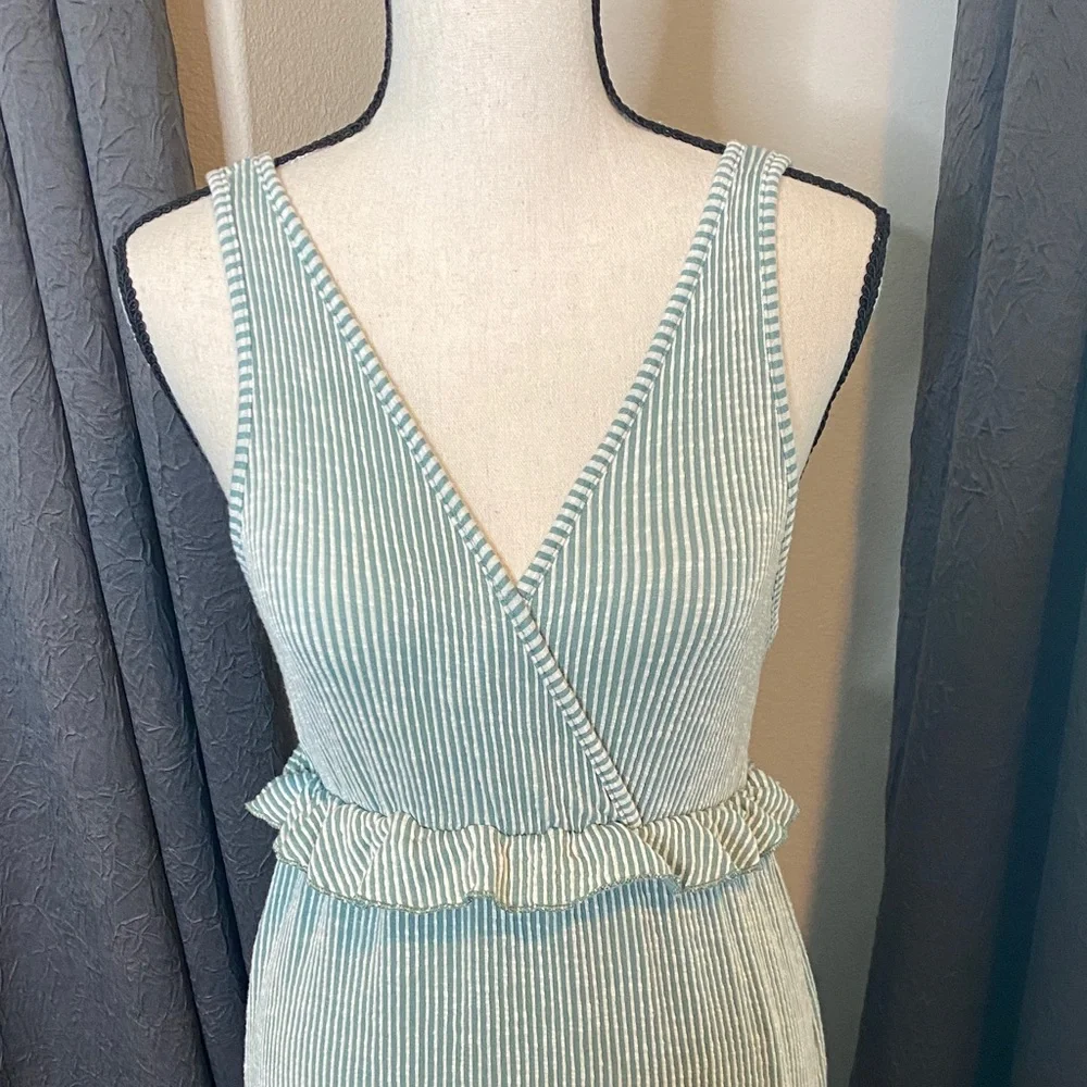 SOLD Chic Green Striped Maxi Dress - Picture 3 of 8